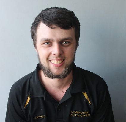 James from Cornubia Auto Care in a black Cornubia work shirt